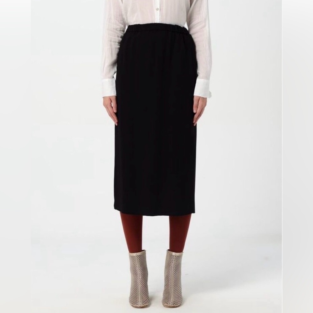 FORTE_FORTE Italy Black Split Side Midi Skirt Size 3